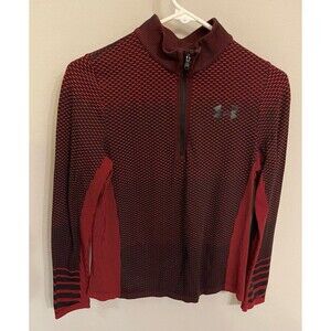 Red & Black Under Armour UA Quarter Zip Pullover Boy Shirt, Size Youth Large